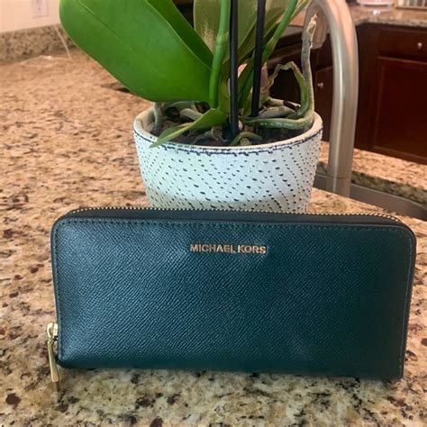 michael kors racing green wallet|dark green michael kors wallet.